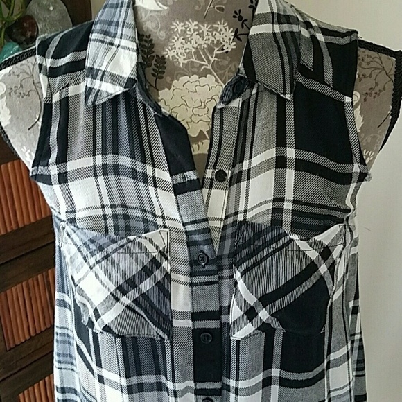 Black & white plaid shift shirt dress size XS New - Picture 3 of 8